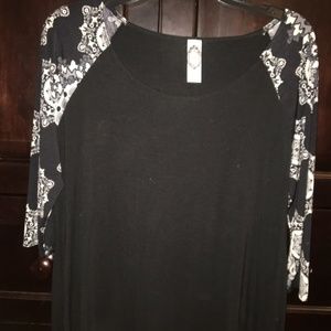 Black Shirt With Designed Sleves
